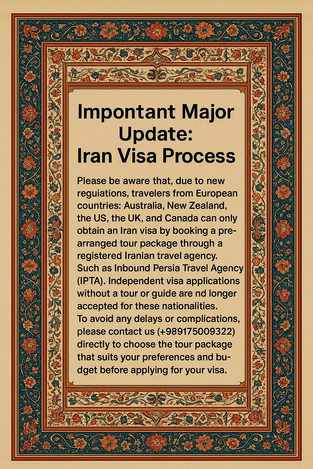 Important major update about Iran visa 2025.Inbound Persia Travel Agency. Important major update about Iran visa 2025.Inbound Persia Travel Agency.